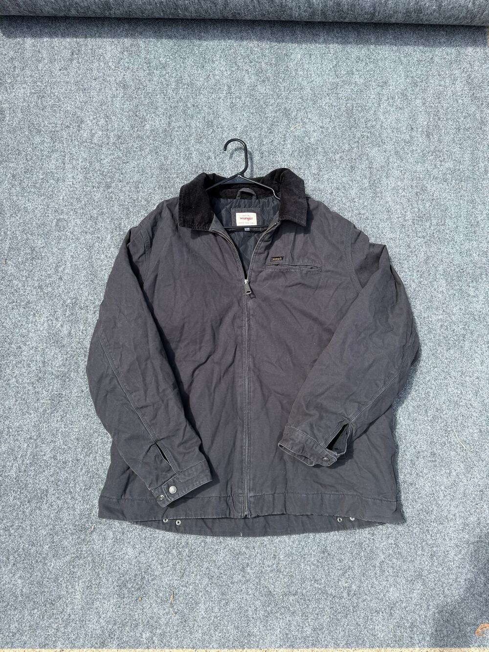 Wrangler Men's Canvas Workwear Jacket Quilted Lining Gray 2XL Corduroy Collar